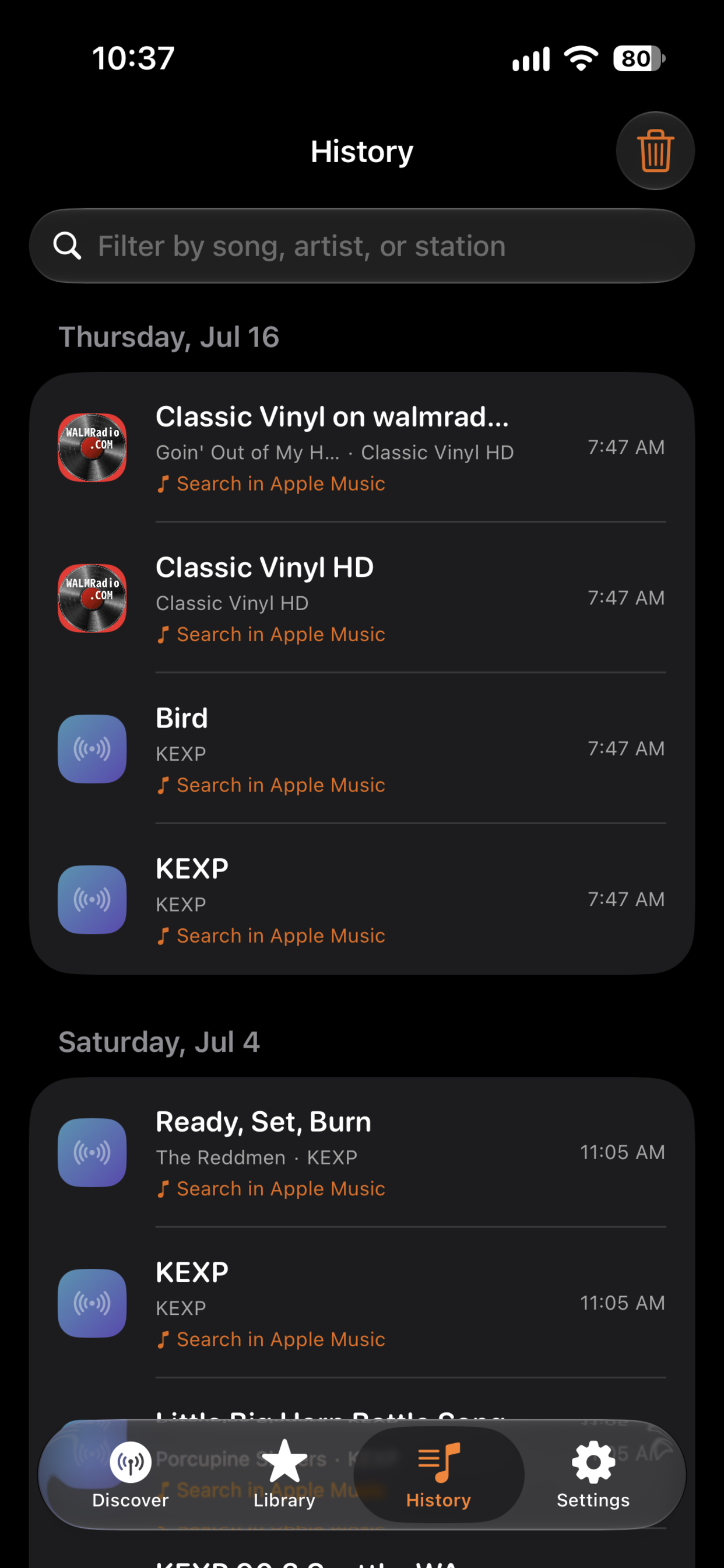 MotoWave radio playback screen