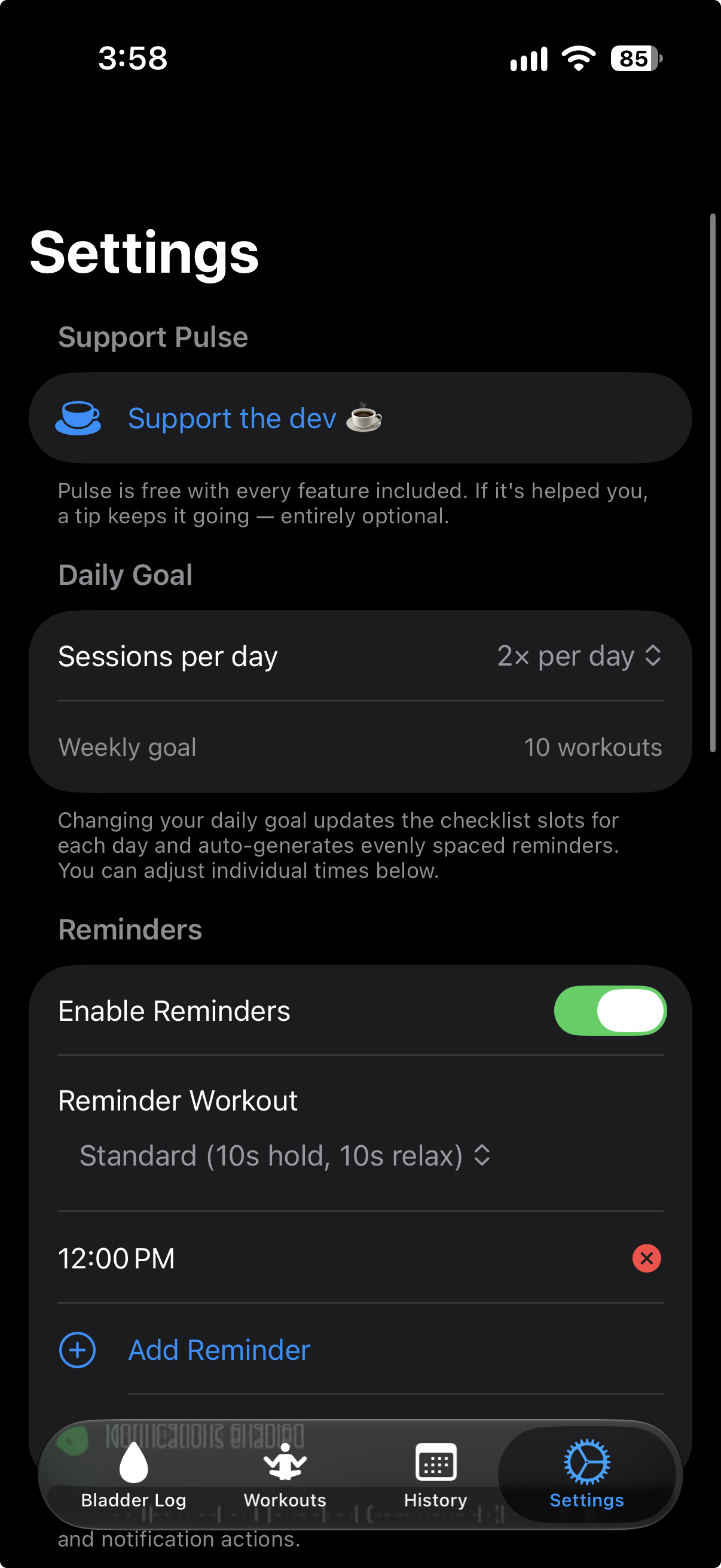 Pulse iPhone app screen 5 of 5
